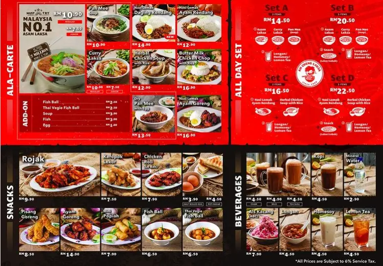 Ah Cheng Laksa Menu Malaysia