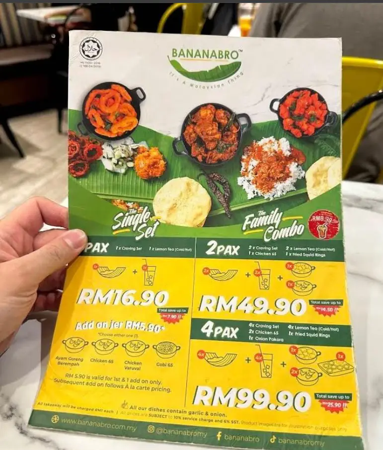 Bananabro Menu Malaysia