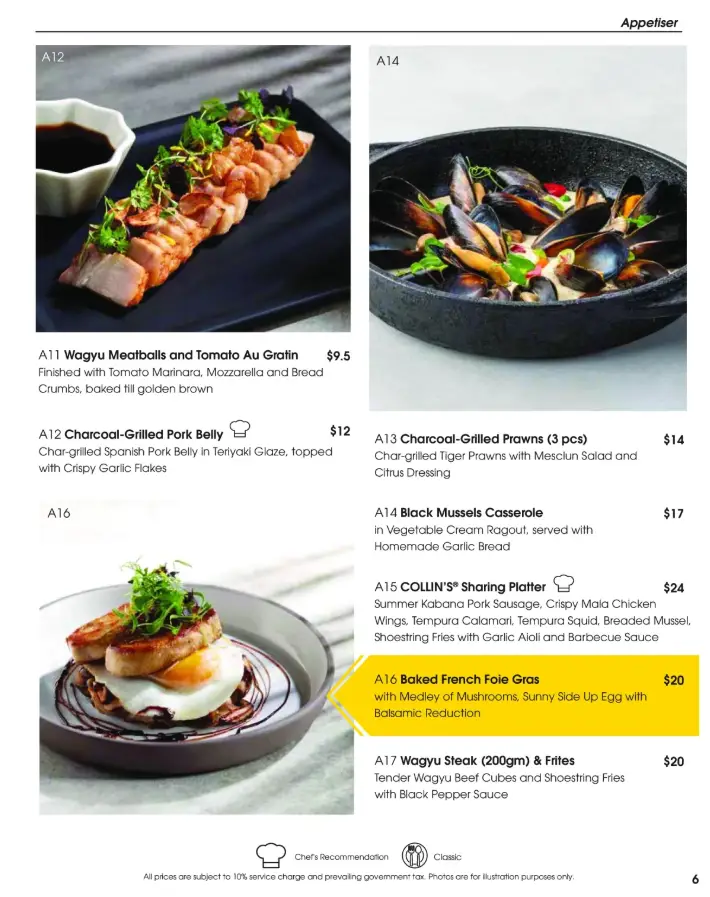 Collin’s Menu Singapore