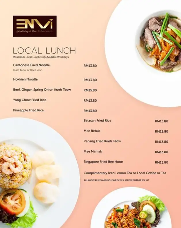 Envi Skydining Menu