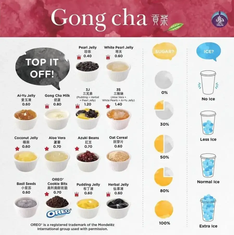 Gong Cha Menu Singapore