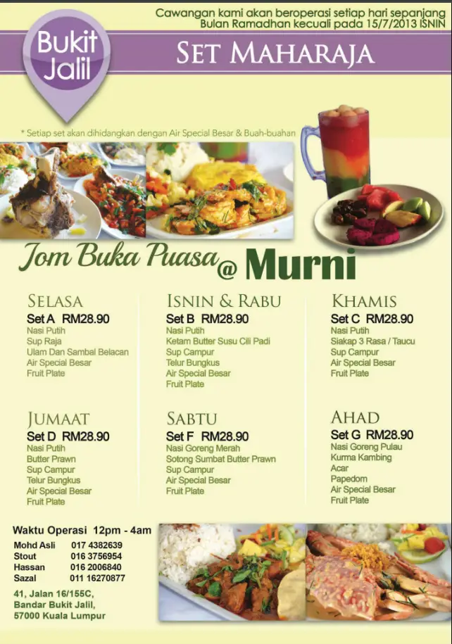 Murni Discovery Menu Malaysia