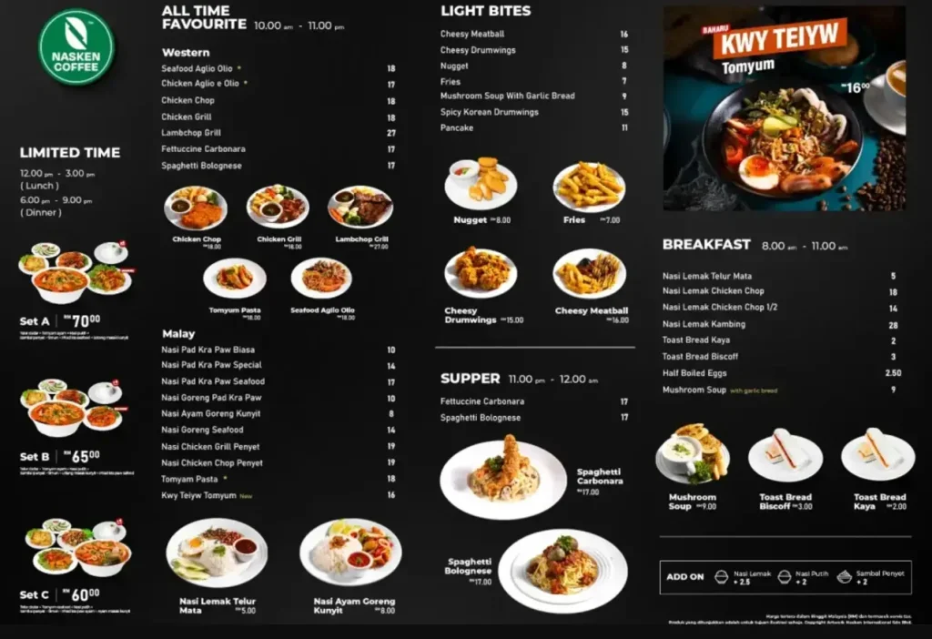 Nasken Coffee Menu Malaysia