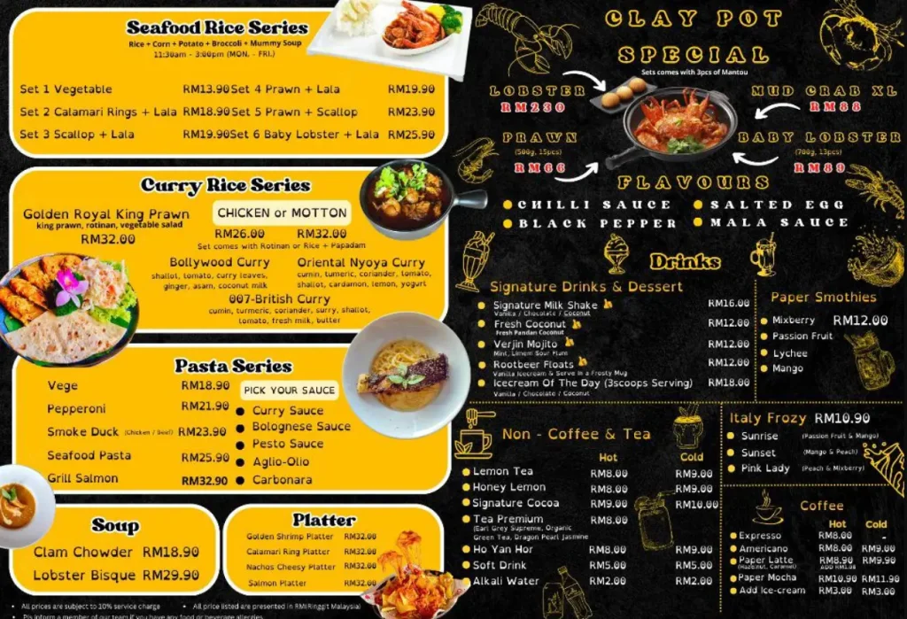 Paper Lobster Menu Malaysia