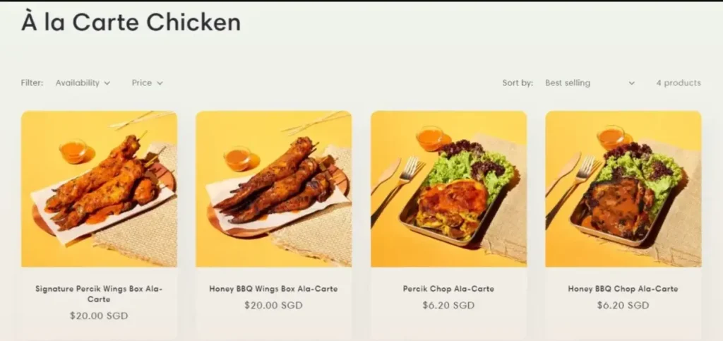 PerghChicks Menu Singapore