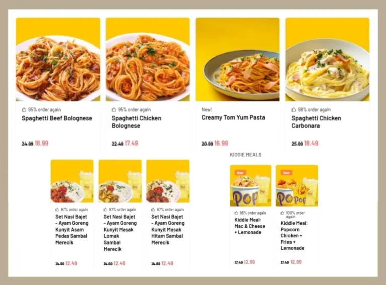 Pop Meals Menu