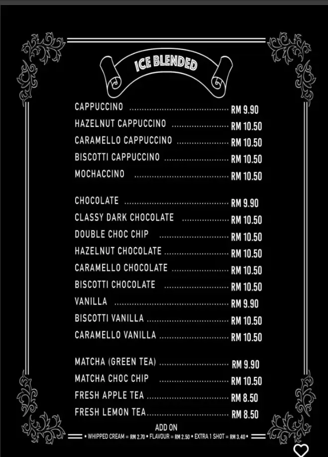 Richiamo Coffee Menu Malaysia