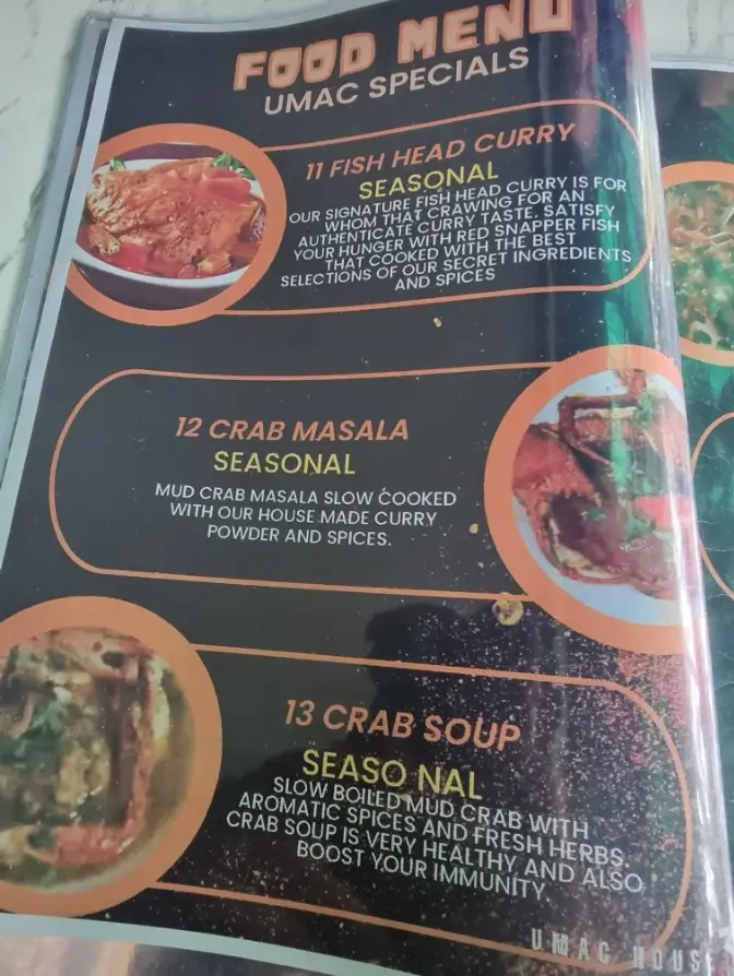 UMAC House Menu Malaysia