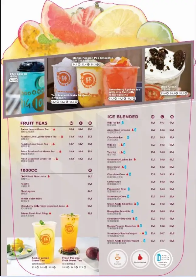 Each a Cup Menu Singapore