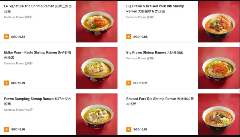 Le Shrimp Ramen Menu