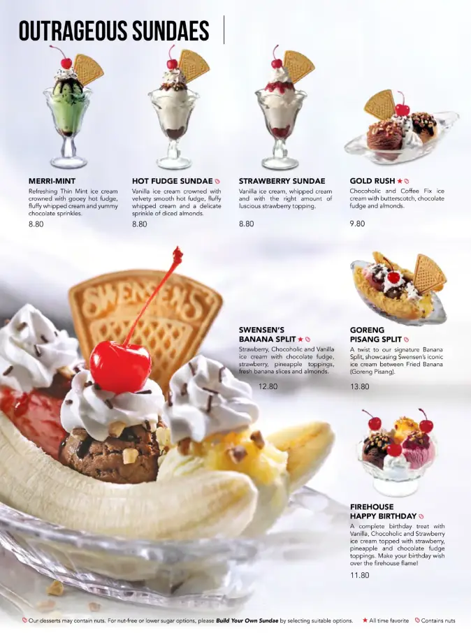 Swensen’s Ice Cream Menu Singapore