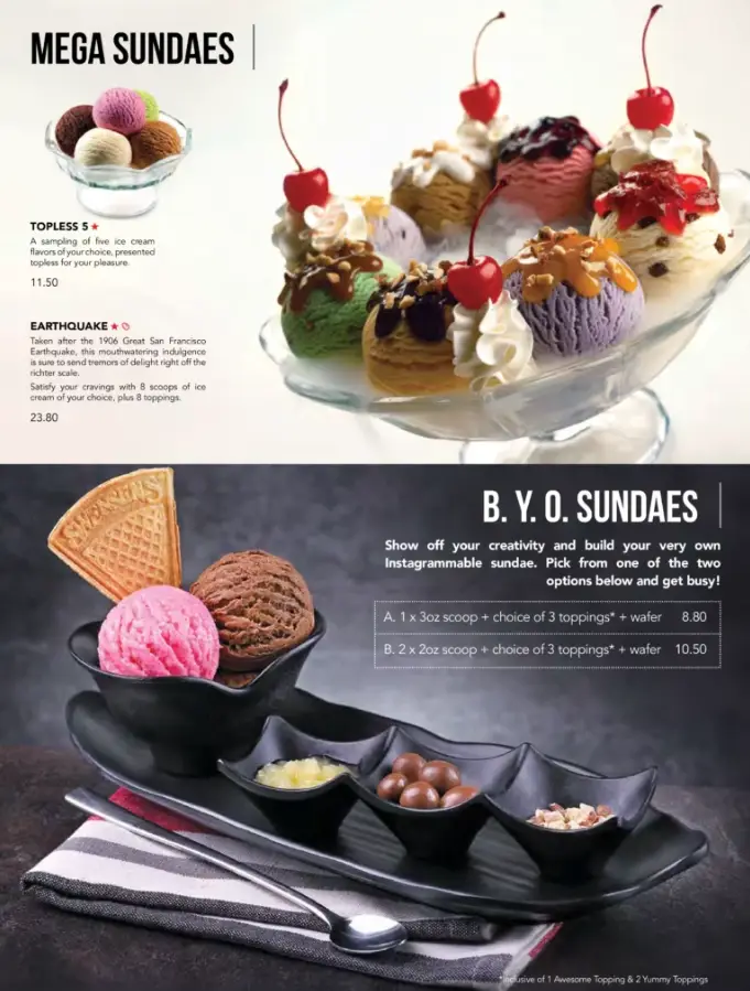 Swensen’s Ice Cream Menu