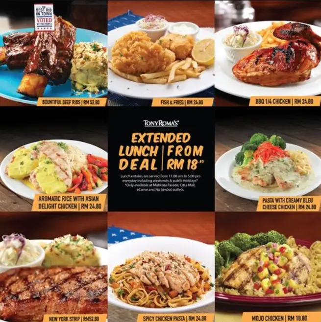 Tony Roma’s Menu Malaysia