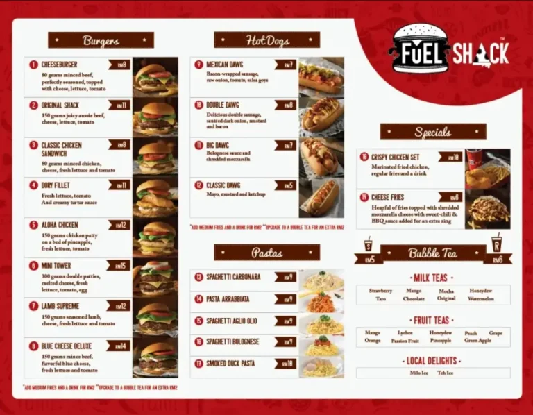 Fuel Shack Menu