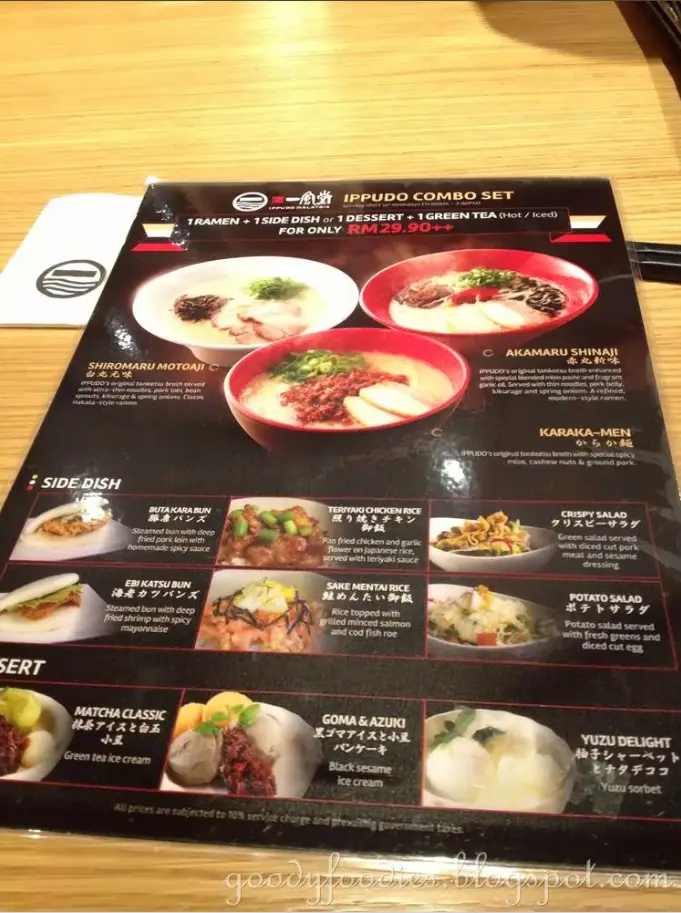 IPPUDO Menu