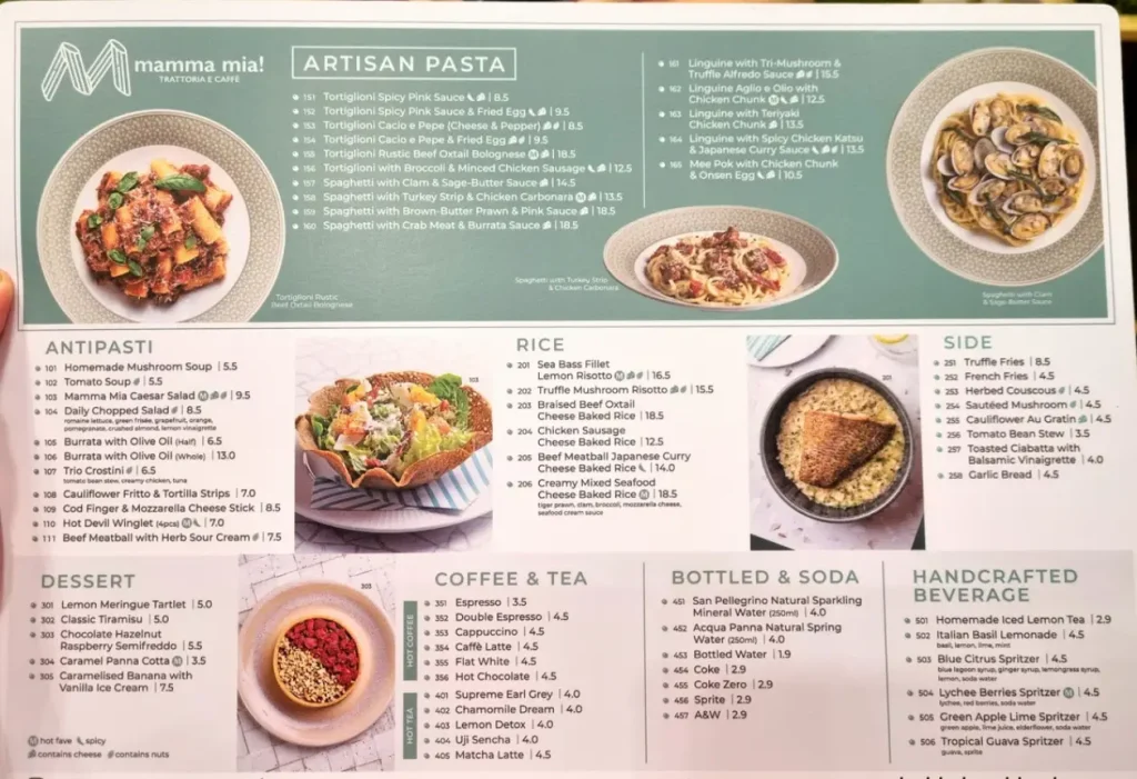 Mamma Mia Menu malaysia