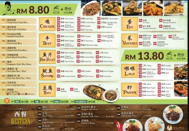 Restoran Pakcik Wong Menu