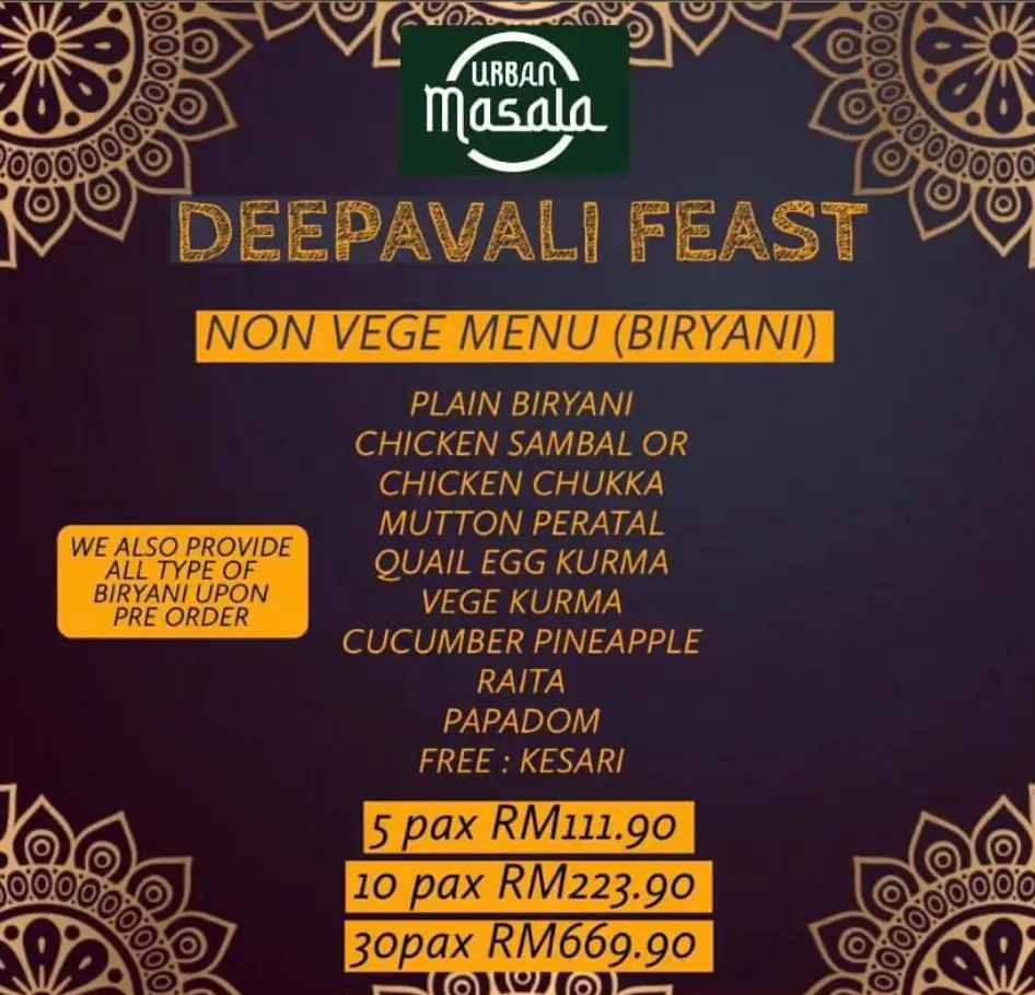 Urban Masala Menu Malaysia