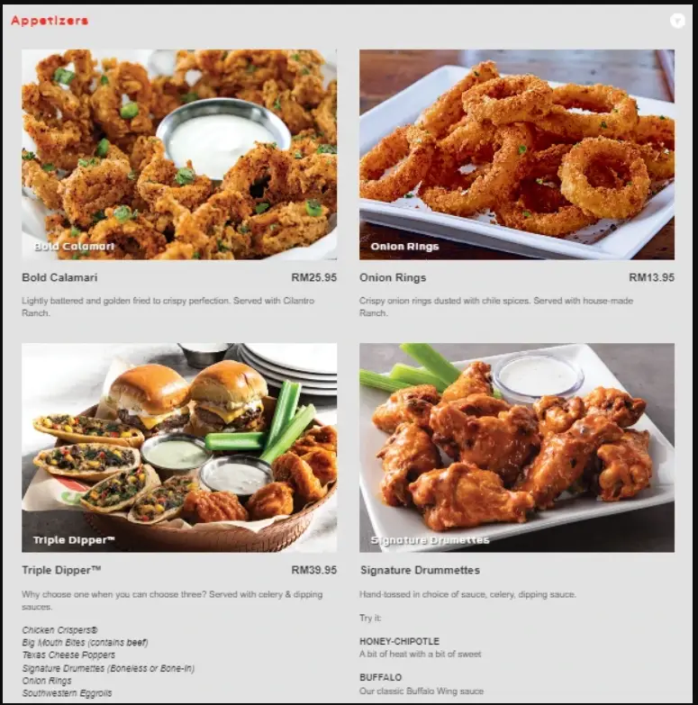 Chili’s Menu Malaysia