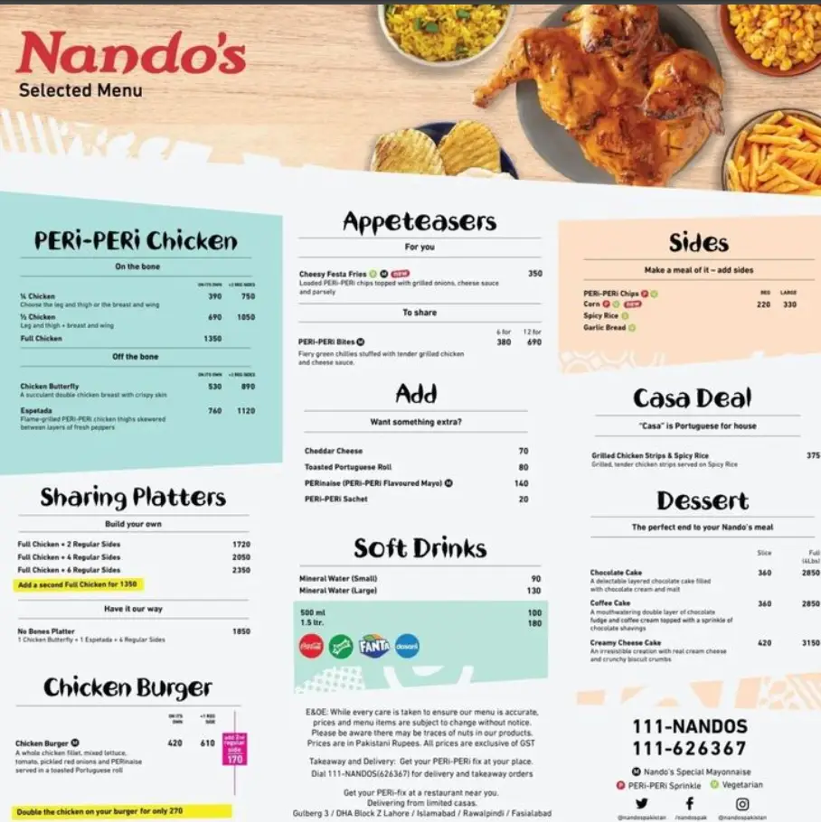 Nando’s Menu Singapore