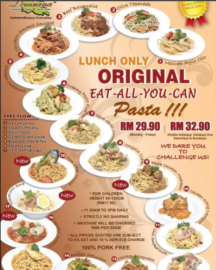 Secret of Louisiana Menu Malaysia