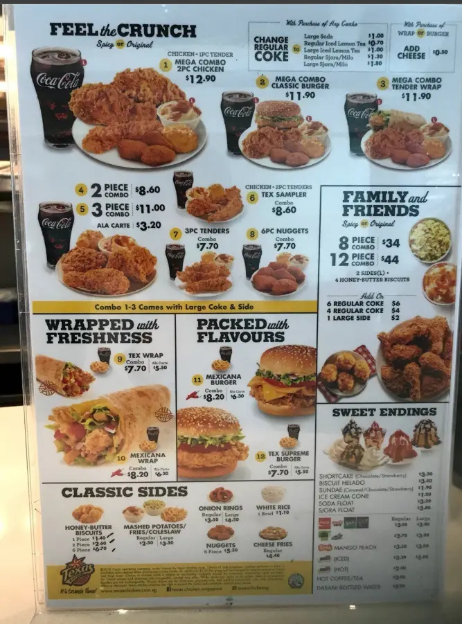 Texas Chicken Menu Singapore