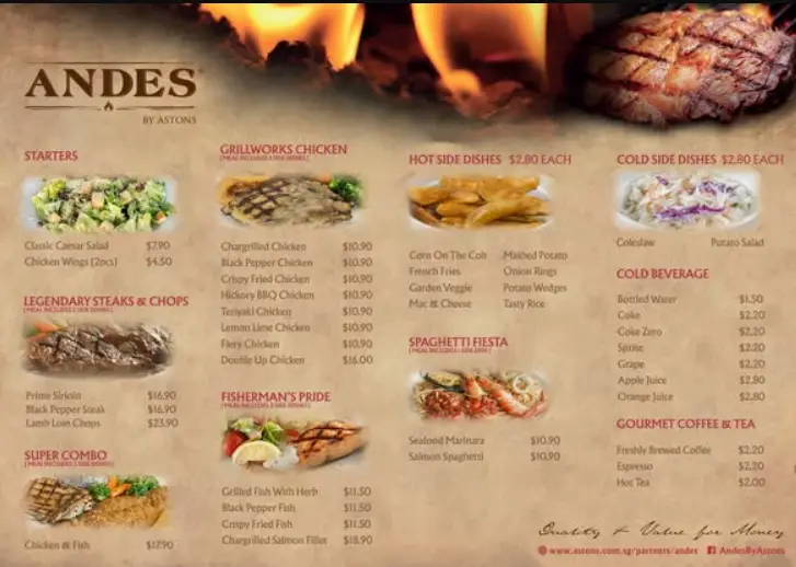 Andes by Astons Menu Singapore